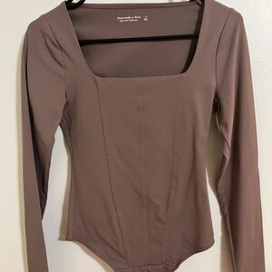 Abercrombie & Fitch Taupe Long Sleeve Bodysuit